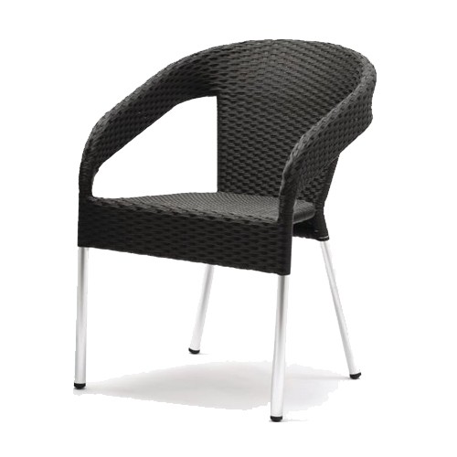 SIÈGE DIM. 55X60CM. ENSEMBLE DE 4 PIÈCES EN POLYROTAN NOIR