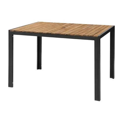 TABLE ACIER ET BOIS D'ACACIA DIM. 120X80x74CM.