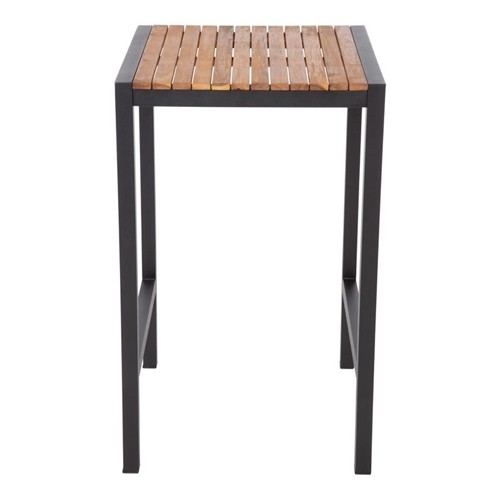 TABLE ACIER ET BOIS D'ACACIA DIM. 60X60x100CM.