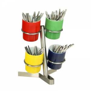 SUPPORT BUFFET ACIER INOXYDABLE POUR 4 COUVERTS TASSES