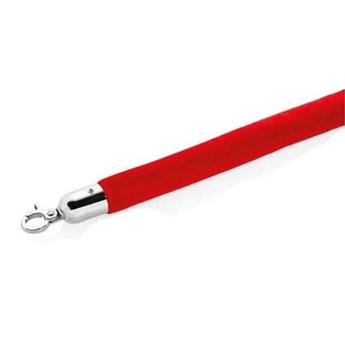 Afzetkoord lengte 150cm. diam. 2,8cm. rood verchroomd.