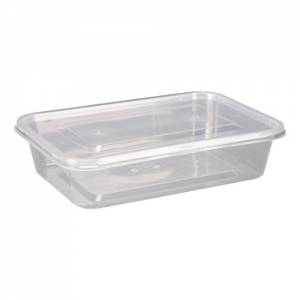 TAILLE DU RÉCIPIENT EN PLASTIQUE POUR MICRO-ONDES. 12X17,5X7,7CM. INH. 100CL. ENSEMBLE DE 250 PIÈCES