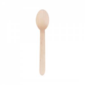 CUILLÈRES À DESSERT BIODÉGRADABLES EN BOIS DE BOULEAU LGT. 16,6 cm. JEU DE 100 PIÈCES