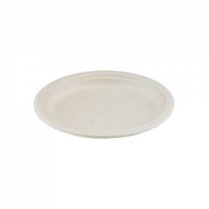 SUGAR CANE PLATE BROWN DIAM. 18CM. BOX OF 500 PIECES