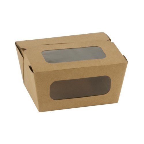 Kraft/pla vensterdoosje inh. 750ml. afm. 11x9x6,3cm. doos à 450 stuks