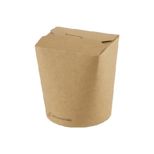 Kraft/pla noodlebox inh. 480ml. diam. 8,3cm. hgt. 9,7cm. doos à 500 stuks