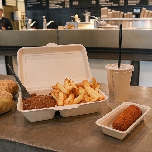 Suikerriet menubox bruin 2-vaks inh. 1000ml. afm. 24x16x6cm. doos à 500 stuks