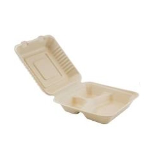 Suikerriet menubox bruin 3-vaks inh. 1000ml. afm. 20x22x7cm. doos à 200 stuks
