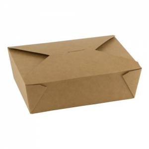 Kraft/pla take away box inh. 1800ml. afm. 19,7x14x6,5cm. doos à 200 stuks
