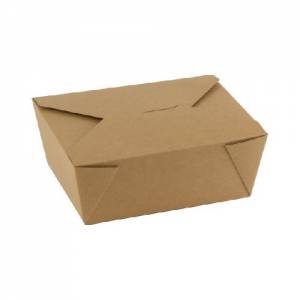 Kraft/pla take away box inh. 1300ml. afm. 15,2x12x6,3cm. doos à 200 stuks