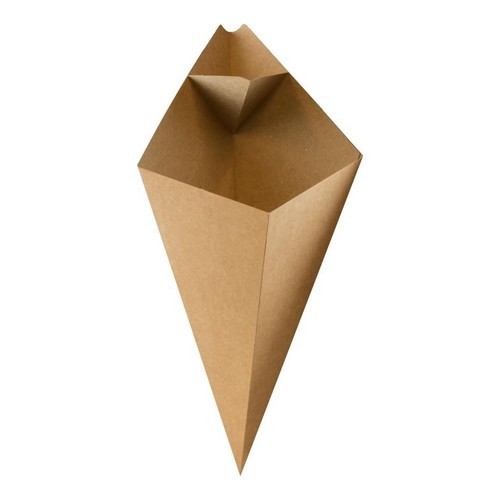 KRAFT CONE BAG WITH SAUCE COMPARTMENT SIZE 16X27CM. BOX OF 800 PIECES