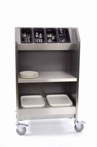 Condimentenwagen verrijdbaar rvs -kleur nader- te bepalen afm. 76x50x130cm.
