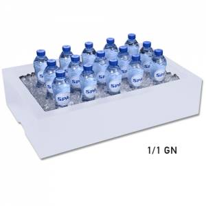 Crushed-icebak dubbelwandig gn 1/1 afm. 63x42x(h)15cm. kunststof kleur wit