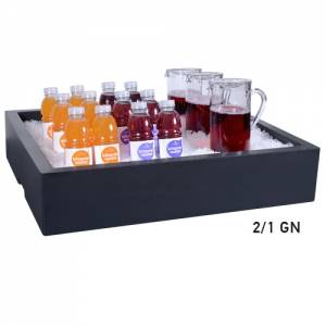 Crushed-icebak dubbelwandig gn 2/1 afm. 76x62,32x(h)16cm. kunststof kleur zwart