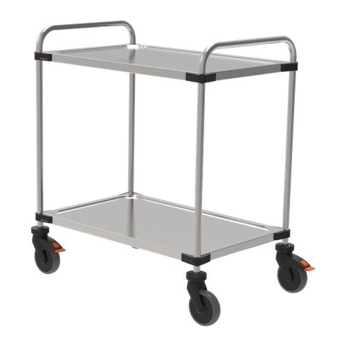 SERVING TROLLEY DIM. 107X67X95CM. STAINLESS STEEL STANDARD 2 SHELVES DIM.100X60CM. 4-CASTORS(2/BRAKE) RIEBER