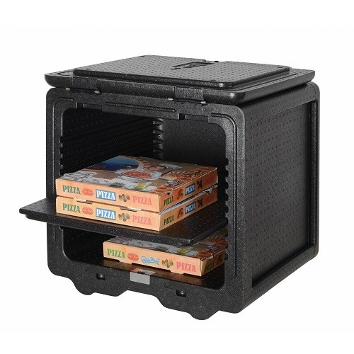 INHALT DES PIZZA-FRONTLADERS. 100LTR. FRONTLADENDE SCHWARZE THERMO-FUTURE-BOX