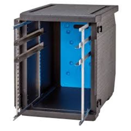 Geïsoleerde transportbox incl. 2 sets verstelbare rails voorlader epp4060fadjr zwart (110) Cambro