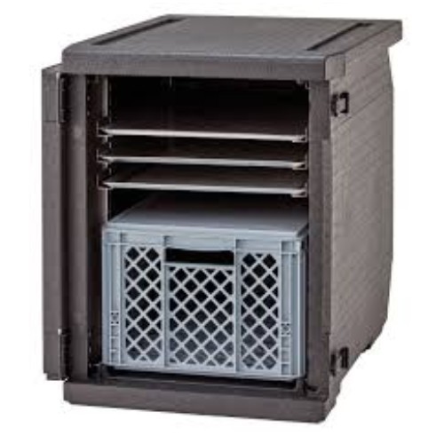 Geïsoleerde transportbox incl. 2 sets verstelbare rails voorlader epp4060fadjr zwart (110) Cambro