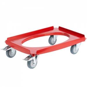 Camdolly tbv gn 1/1 cam goboxen m/4 zwenkwielen, 2 geremd kl. hot red cd3253epp Cambro