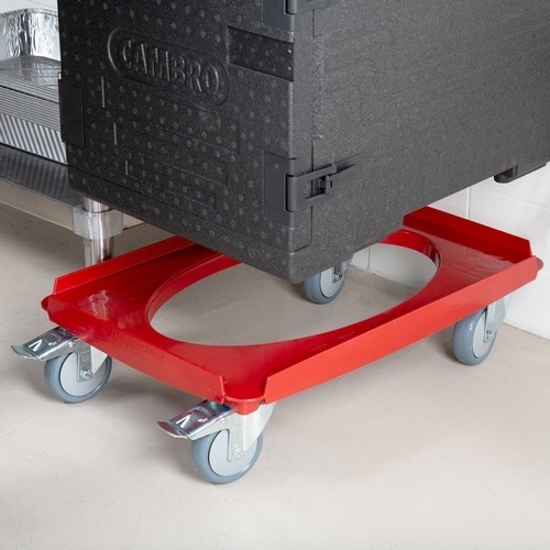 Camdolly tbv gn 1/1 cam goboxen m/4 zwenkwielen, 2 geremd kl. hot red cd3253epp Cambro