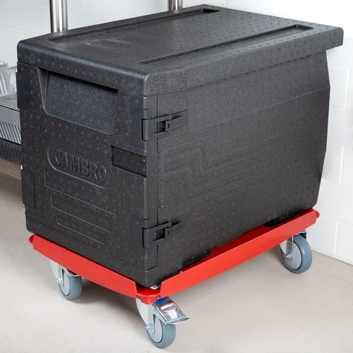 Camdolly tbv gn 1/1 cam goboxen m/4 zwenkwielen, 2 geremd kl. hot red cd3253epp Cambro