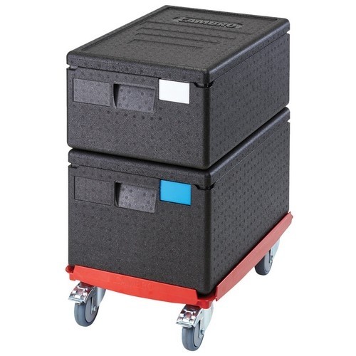 Camdolly tbv gn 1/1 cam goboxen m/4 zwenkwielen, 2 geremd kl. hot red cd3253epp Cambro
