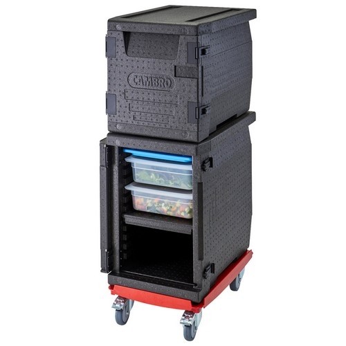 Camdolly tbv gn 1/1 cam goboxen m/4 zwenkwielen, 2 geremd kl. hot red cd3253epp Cambro