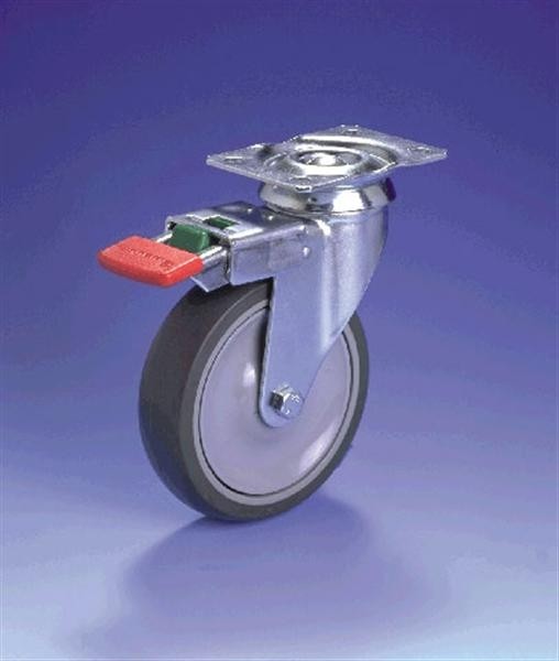 ROLLENRAD MIT DOPPELBREMSE ESL-JS DURCHM. 150MM. HÖHE 190MM. INKL. PLATTE