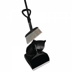 Broom with collection tray, size 30cm, height 95cm, plastic, color black Jantex