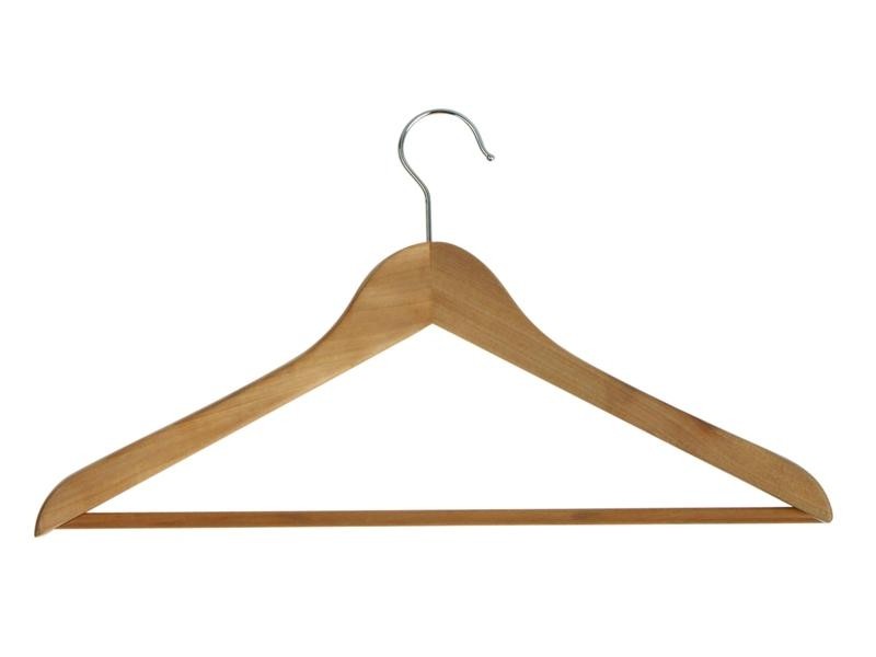 KLEIDERBÜGEL MIT HOSENSTANGE, 5 STÜCK AUS HOLZ