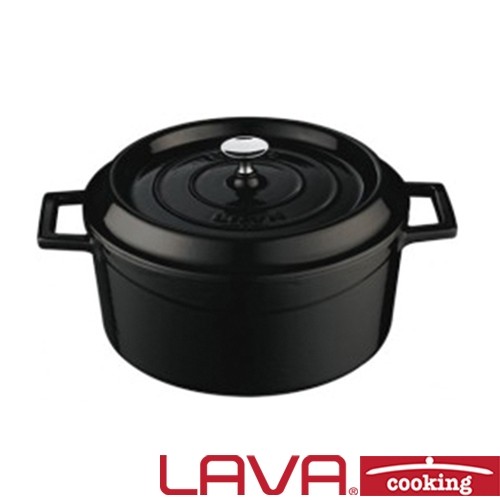 Braadpan Cast iron diam. 24cm. HG. 12,5cm. inh. 4,5 liter kleur zwart LAVA