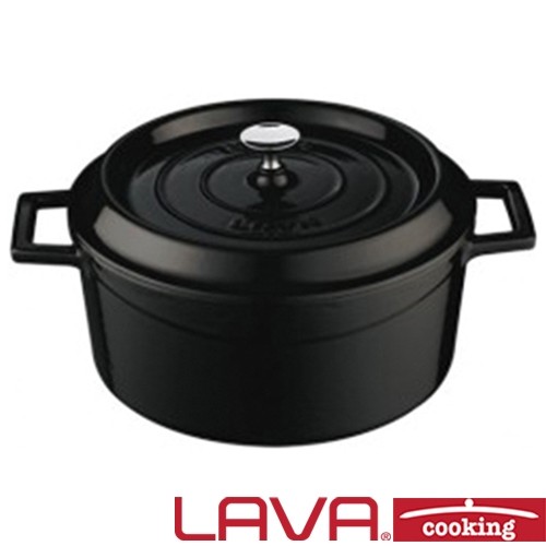 Braadpan Cast iron diam. 28cm. HG. 13,5cm. inh. 6,7 liter kleur zwart LAVA