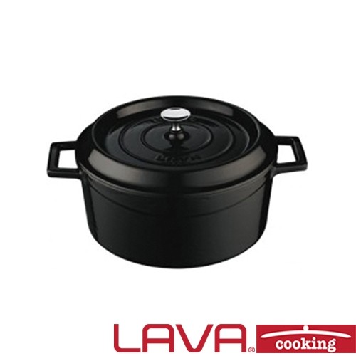 Braadpan Cast iron diam. 32cm. HG. 15cm. inh. 10 liter kleur zwart LAVA