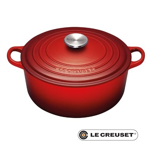 BRATPFANNE MIT DECKEL DURCHM. 26CM. INH. 5,3 LITER GUSSEISEN FARBE KIRSCHROT LE CREUSET