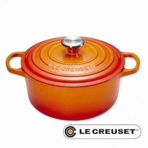 Braadpan m/deksel diam. 26cm. inh. 5,3 liter gietijzer kleur oranje-rood Le Creuset