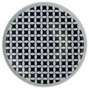 PLATTE FLACH DURCHM. 22CM. NORDIKA BLUE FJORD 2 FARBE WEISS/BLAU NOVA