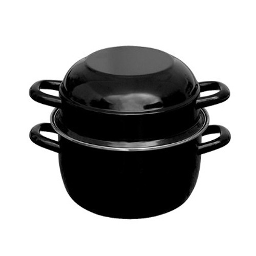 MUSSEL PAN CONT. 1.6KG. DIAM. 21CM. ENAMELLED COLOR BLACK