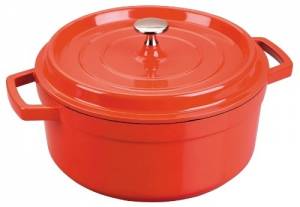 Frying pan with lid, diameter 28 cm, red