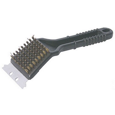 Grillborstel kunststof met messing borstel en stalen schraper 23cm.