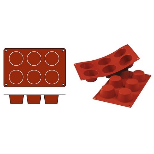 Bakmat muffins gn 1/3 diam. 40mm. HG.20mm. blister-verpakking siliconen