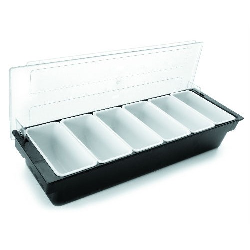 CONDIMENT HOLDER WITH LID 6 PIECES DIM. 50X15.5X9CM. POLYCARBONATE