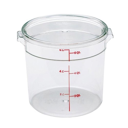 LAGERBEHÄLTER TRANSPARENT Z/DECKEL DURCHM. 12,8 cm. HG. 12,4 cm. INH. 0,9 LITER POLYCARBONAT