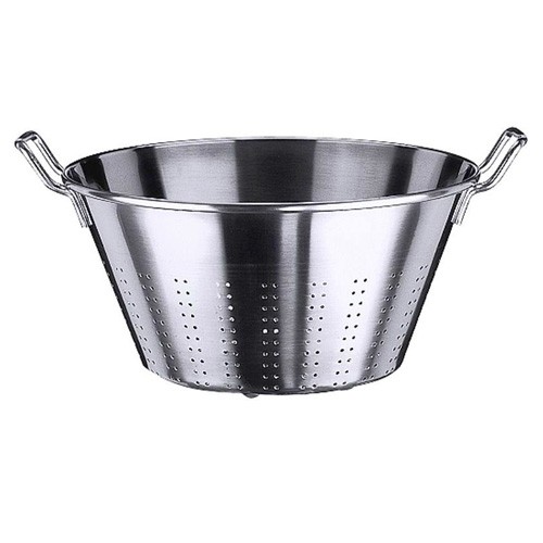 PASSOIRE AVEC ANSES OUVERTES DIAM. 40CM. HG. 20CM. Acier inoxydable 18/10