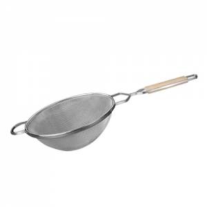 STRAINER W/WOOD HANDLE AND BRACKET DIAM. 26CM. TINNED