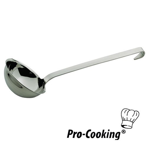PRO-COOKING SERVIERLÖFFEL AUS EDELSTAHL, DURCHM. 8 cm. LÄNGE 23 CM. INH. 0,11 l.