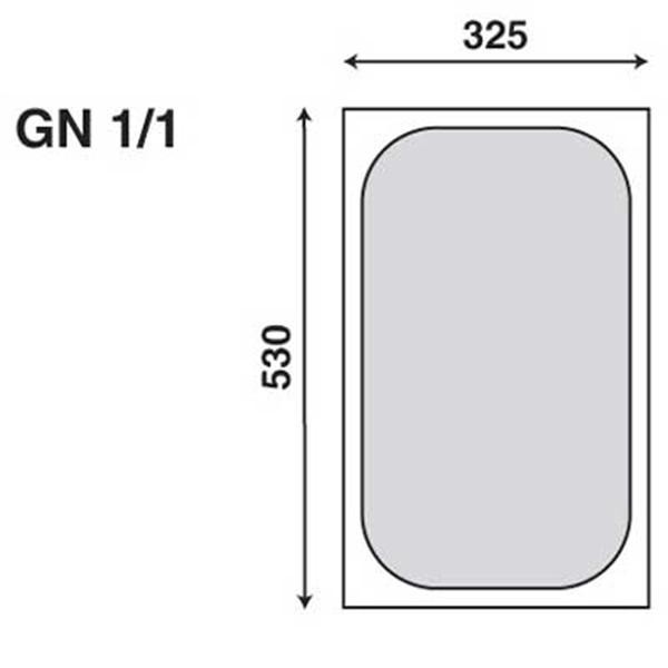 Gastronormbak gn 1/1 4cm. diep  zonder grepen rvs 18/10