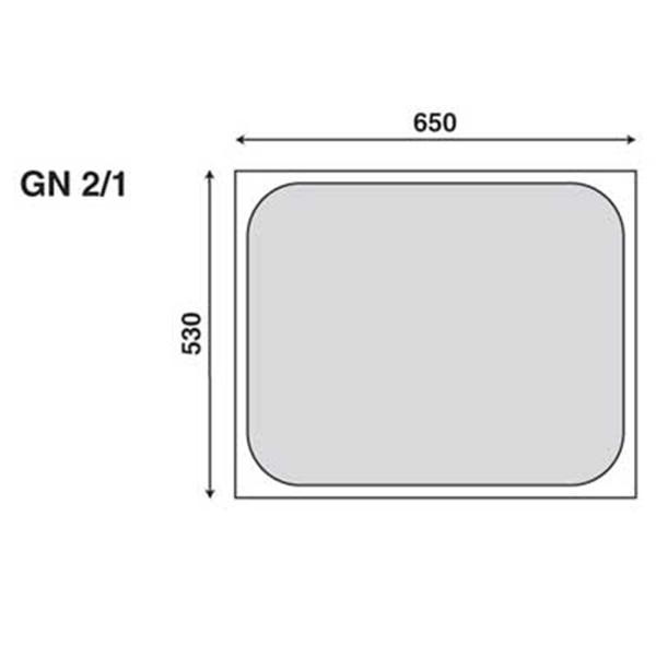 Gastronormbak gn 2/1 10cm. diep zonder grepen rvs 18/10