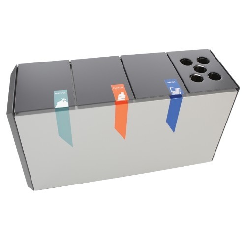 FIRE SAFE WASTE SEPARATION UNIT RECYCLOSTAR 4 M/CUP INSERT, DIM. 130x45.3x74.5CM.