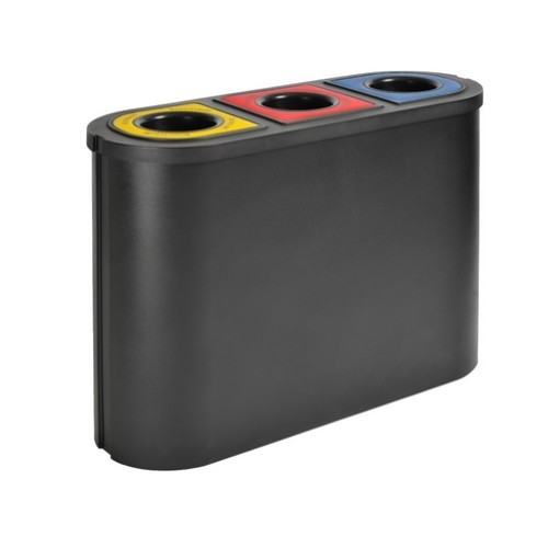 UNITÉ DE SÉPARATION DES DÉCHETS POUR 3 FLUX DE DÉCHETS : PAPIER, PLASTIQUE, DÉCHETS RÉSIDUELS DIM. 38.5X110X(H)75.5CM. INH. 3X45LTR. PLASTIQUE RECYCLE NOIR TRIUMPH