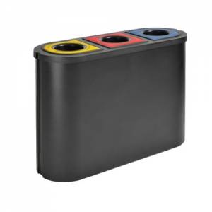 UNITÉ DE SÉPARATION DES DÉCHETS POUR 3 FLUX DE DÉCHETS : PAPIER, PLASTIQUE, DÉCHETS RÉSIDUELS DIM. 38.5X110X(H)75.5CM. INH. 3X45LTR. PLASTIQUE RECYCLE NOIR TRIUMPH